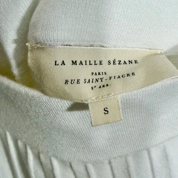 Sezane Leonine Ecru Knit Pleated Skirt Midi Small - Picture 10 of 13